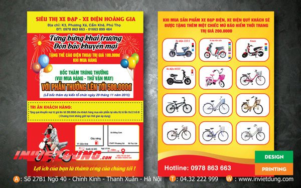 Tờ rơi xe đạp điện, Mẫu tờ rơi quảng cáo xe đạp điện đẹp