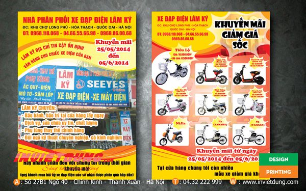 Tờ rơi xe đạp điện, Mẫu tờ rơi quảng cáo xe đạp điện đẹp