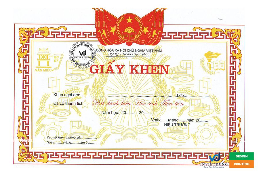 in giấy khen