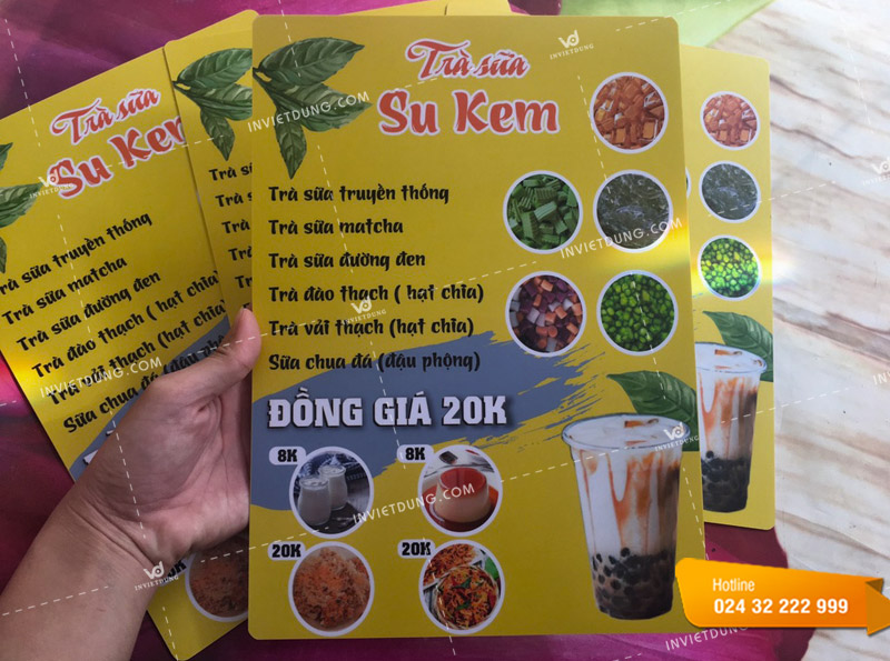 In menu quán trà sữa