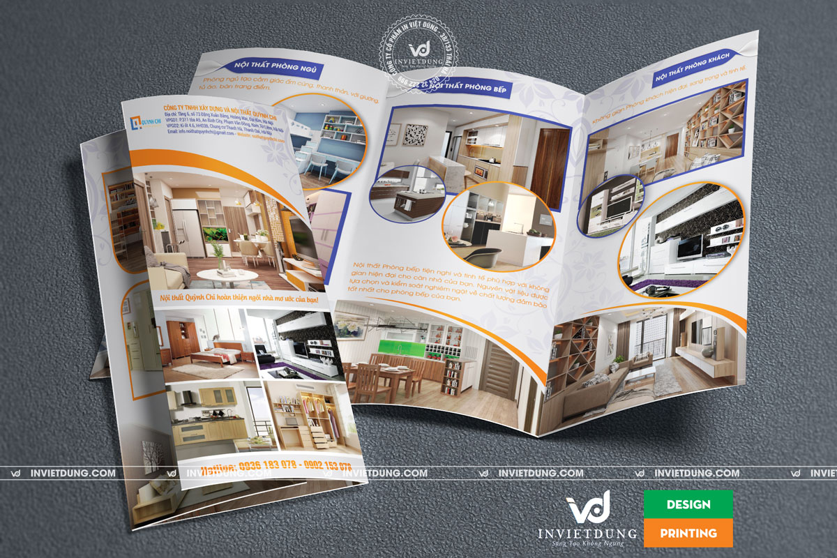 In tờ gấp A4 quảng cáo đẹp cho cửa hàng bán bàn ghế
