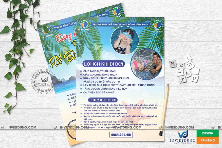 Mẫu tờ rơi dạy học bơi đẹp
