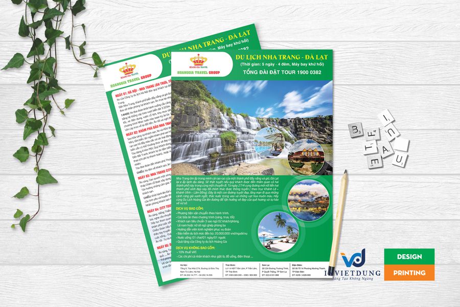Mẫu tờ rơi quảng cáo du lịch Nha Trang, Đà Lạt