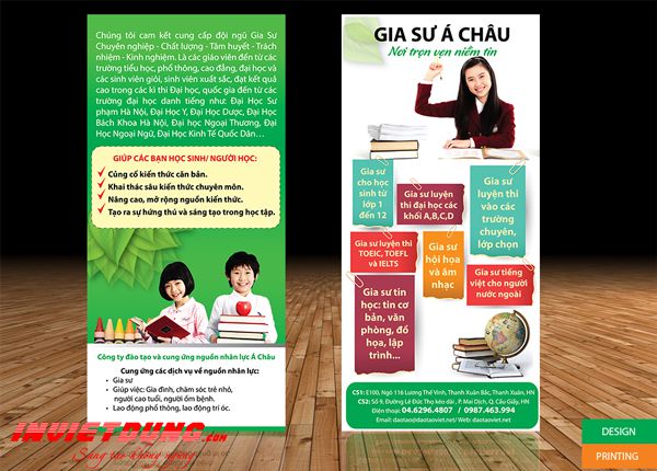 In tờ rơi tuyển sinh của trung tâm gia sư