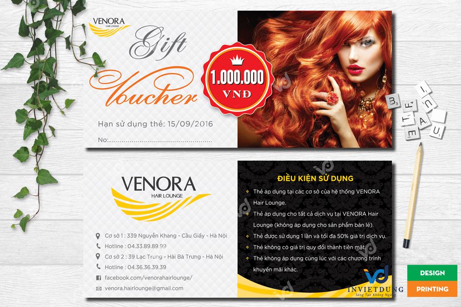 In gift voucher cho tiệm Nail - Hairsalon