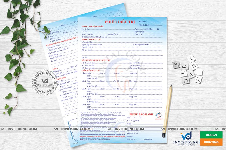 Phiếu điều trị A4 kiêm phiếu bảo hành và lịch hẹn tái khám Nha khoa Fancy