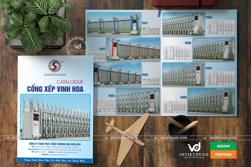 Mẫu tờ rơi gập đôi giới thiệu sản phẩm cổng xếp