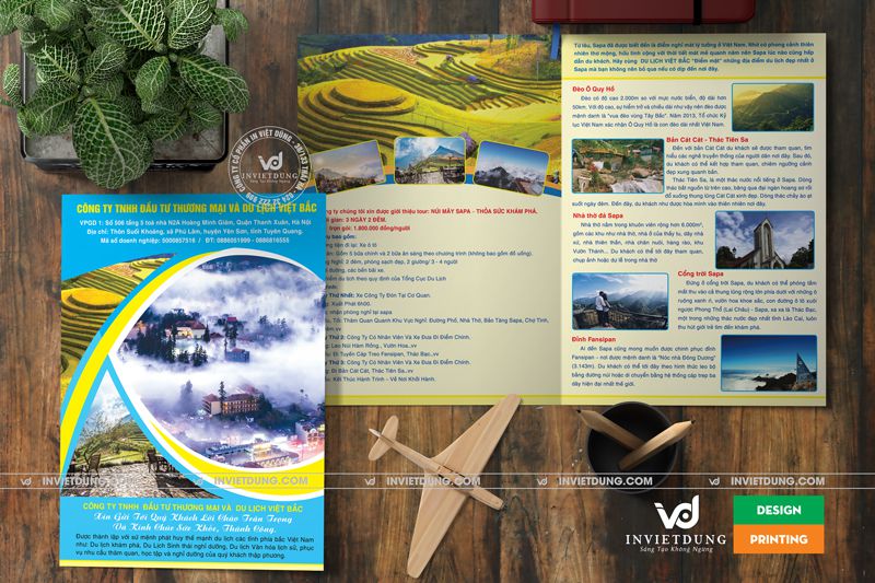 Mẫu tờ gấp A3 gập đôi quảng cáo tour du lịch