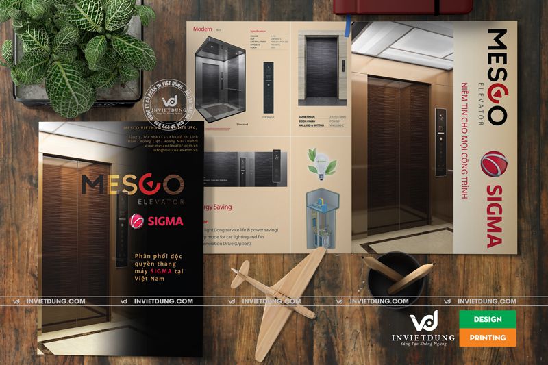 Mẫu tờ gấp quảng cáo sản phẩm thang máy