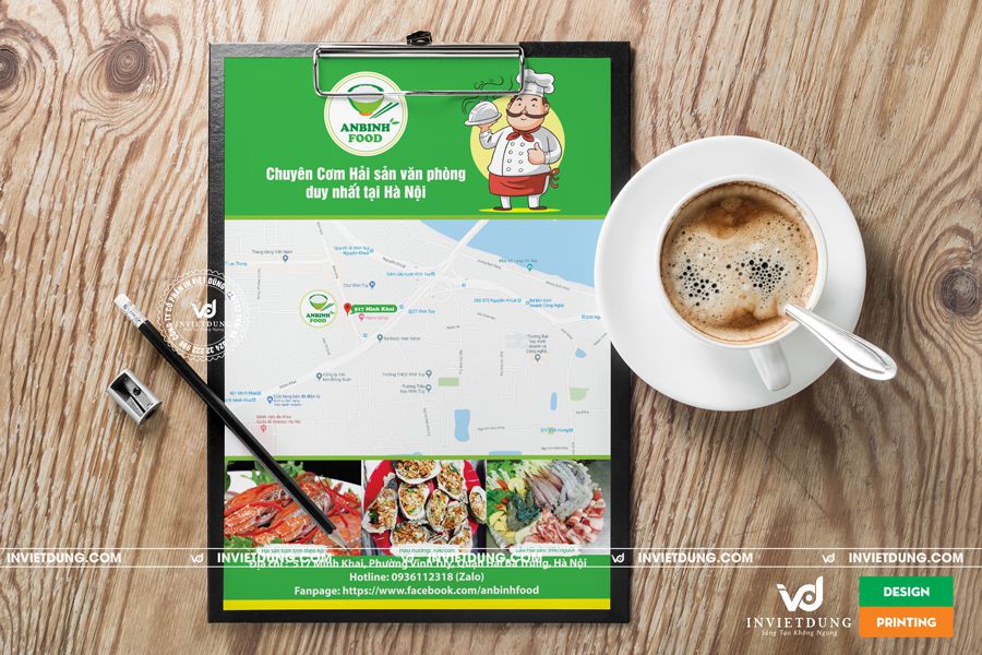 Mẫu tờ rơi Cơm hải sản văn phòng