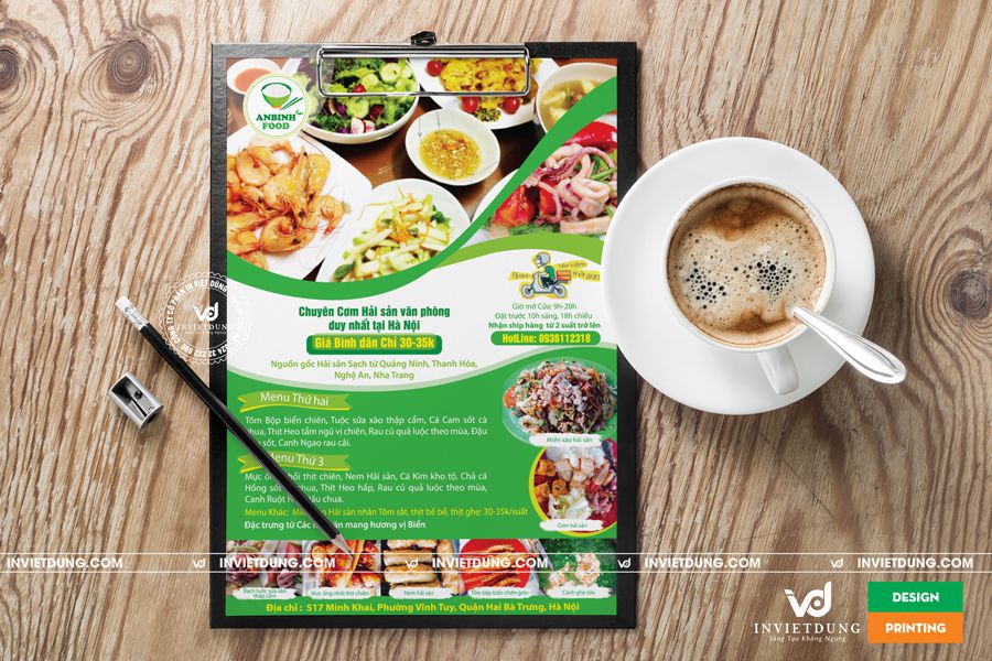 Mẫu tờ rơi Cơm hải sản văn phòng