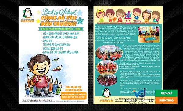 Mẫu tờ rơi quảng cáo trường mầm non tư thục đẹp