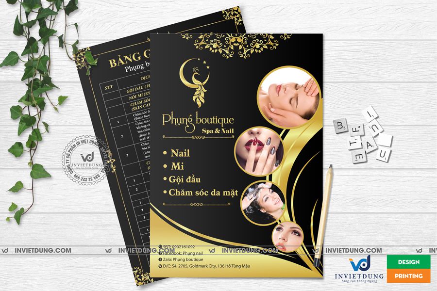 Mẫu tờ rơi màu đen sang trọng quảng cáo spa