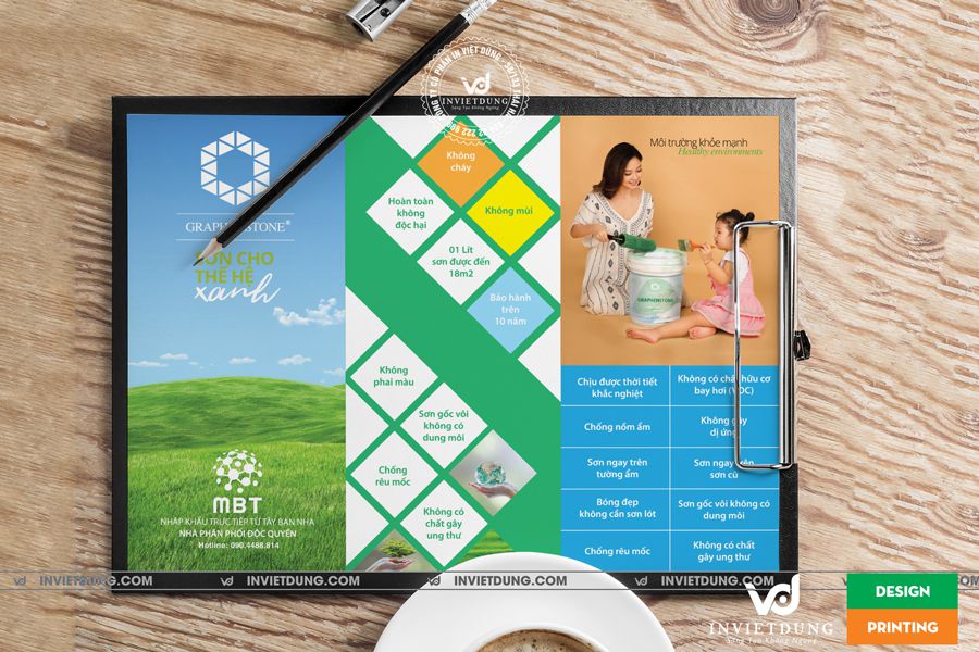 Mẫu tờ rơi quảng cáo sơn với bố cục rõ ràng, ấn tượng