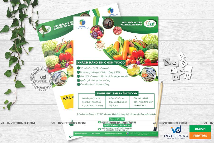 Tờ rơi thực phẩm sạch T-FOOD