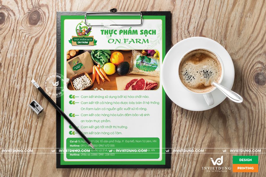 Thiết kế tờ rơi quảng cáo thực phẩm sạch