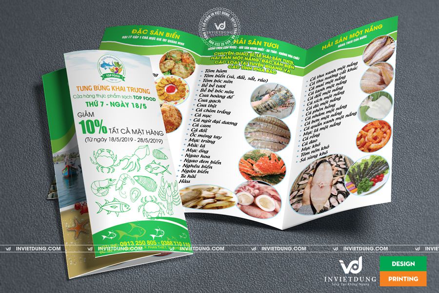 Tờ rơi quảng cáo cửa hàng Hải sản sạch