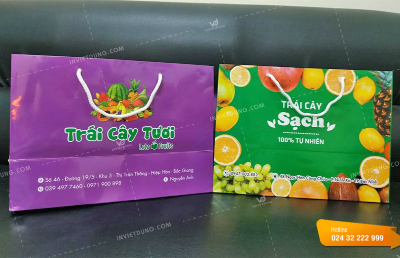 Túi giấy ngang đựng trái cây tươi sạch