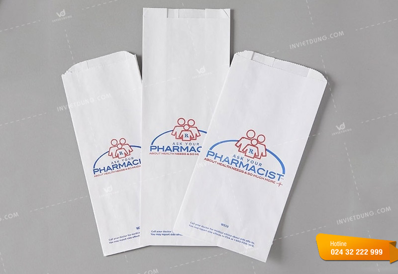 Mẫu túi giấy đựng thuốc tây gập miệng