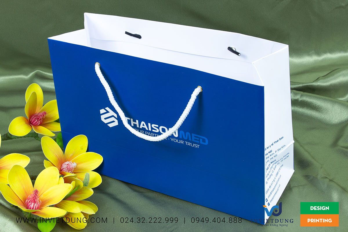 Túi giấy có in logo công ty thiết bị y tế Thái Sơn MED