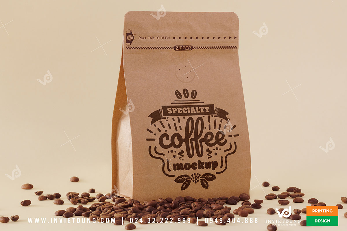 Địa chỉ in bao bì sản phẩm bằng giấy kraft đựng cafe đẹp