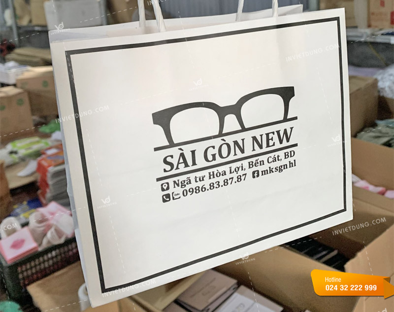 In bao bì túi xách bằng giấy cửa hàng mắt kính Sài Gón New