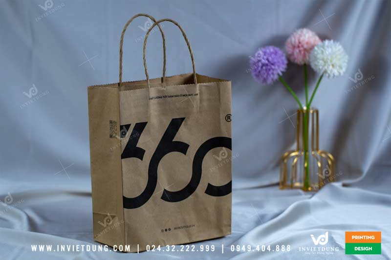 Mẫu túi giấy kraft đựng quần áo thương hiệu 360 Boutique