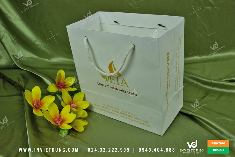 Mẫu túi giấy đựng mỹ phẩm cho thẩm mỹ viện Vela