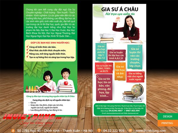 Tờ rơi gia sư, Mẫu tờ rơi trung tâm gia sư đẹp