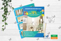 Mẫu tờ rơi quảng cáo khai trương showroom mành rèm