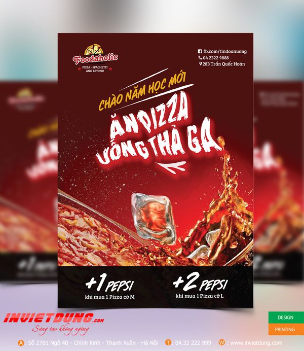 Tờ rơi quảng cáo quán ăn, bánh pizza, món ăn đẹp