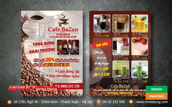 Tờ rơi khai trương quán cafe, in tờ rơi khai trương quán cafe