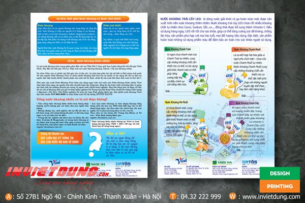 Mẫu tờ rơi nước khoáng thiên nhiên, nước uống tinh khiết